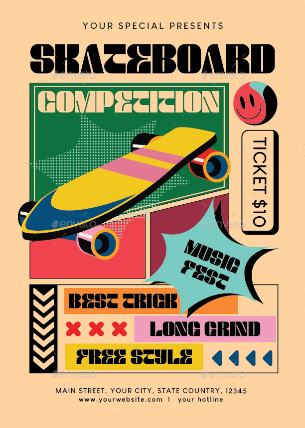 Skateboard Competition Flyer, Print Templates GraphicRiver